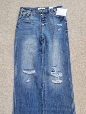 Kancan High Rise Wide Leg Distressed Jeans